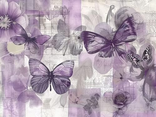 Diamond Painting Violet pour Décoration Salon | Kit Strass Papillon 60x80cm
