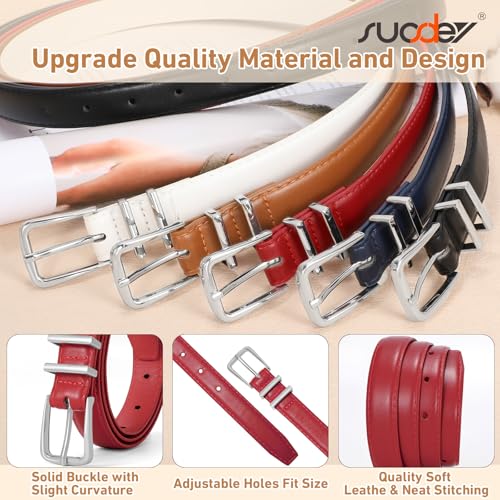 SUOSDEY Womens Skinny Leather Belt Solid Color Waist Belt with Pin Buckle for Jeans Dress Pants3