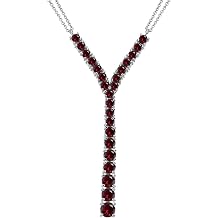 Sterling Silver Genuine or Created Gemstone Round Graduated Statement Lariat Y-Necklace