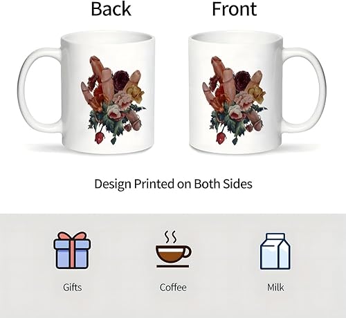 Miniatura 2 de Divertida taza de café con mensaje oculto, regalos de elefante blanco para adultos, taza de café de cerámica con ramo feo, idea de regalo divertida,