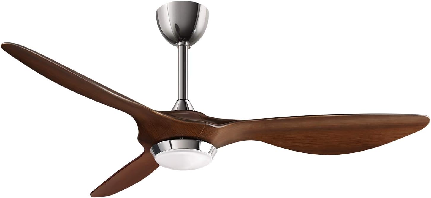 reiga 52 Inch Ceiling Fan with LED Light Kit Remote Control Modern Blade Noiseless Reversible Motor, Dimming and Color Temperature Adjustment, 6-speed, Hand-painted Finish