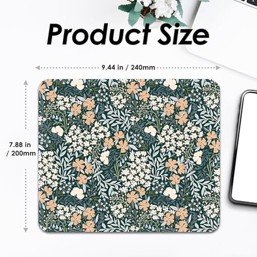 Image of FROGIGO Mouse Pad with Stitched Edges - Cute Floral Mousepad for Women, 9.25 x 7.75 inch Washable Square Desk Pad, Non-Slip Rubber Base, Office Home Laptop Accessories - Vintage Garden