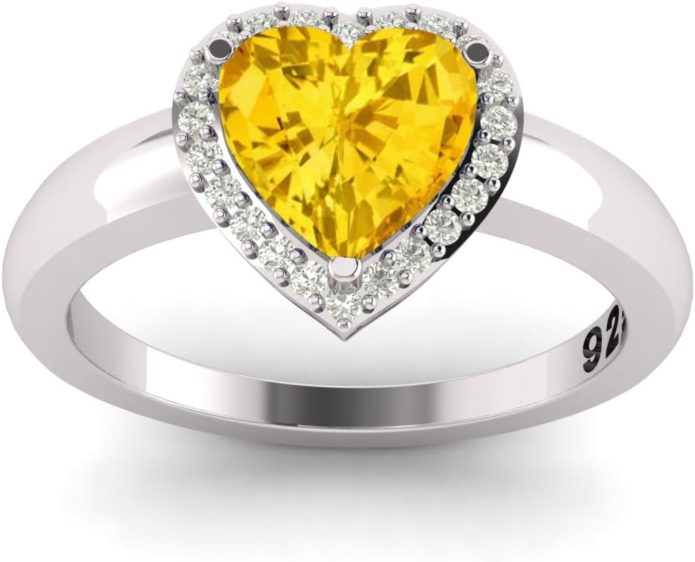 Beautiful Art Deco Heart Shape Natural Blue sapphire, Amethyst, Peridot, Ruby, Garnet Gemstone 925 Sterling Silver Statement Ring For Women And Men