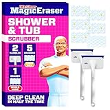 Mr. Clean Magic Eraser Shower & Tub Scrubber, Bathroom Cleaner, All in One Bathroom Cleaner, Lemon Starter Kit, 2 Scrubber, 5 Foaming Magic Erasers, 1 Whole Home Extra Durable Magic Eraser