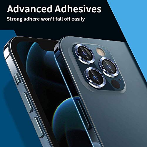 Image of V MOBITE Camera Lens Protector Ring for iPhone 12 Pro | Scratch Resistant Metal Camera Lens Guard | HD Clear Anti-Shock Dustproof Lens Protection Cover | Easy Installation Blue
