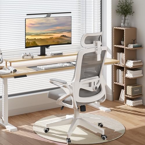 Ergonomic Office Chair, S-Shaped Mesh Desk Chairs, Adjustable Headrest & Lumbar Support, 90°Flip-Up Armrest, Breathable High Back & Widened Cushion,Swivel Computer Chairs For Home/Study/Office - 8