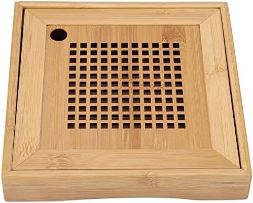Memyme Drainage Type Tea Table，Serving Tray，Chinese Style Mini Square Kongfu Tea Plate，for Home Office Use
