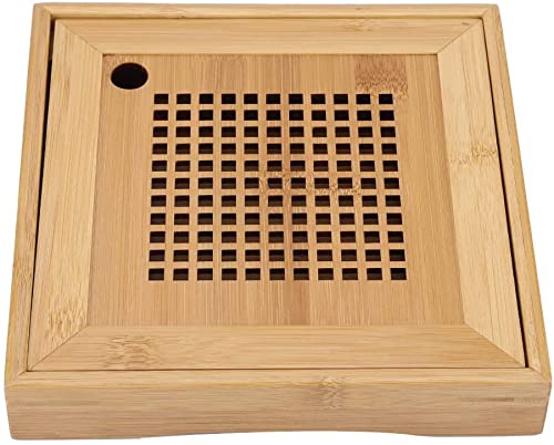 Memyme Drainage Type Tea Table，Serving Tray，Chinese Style Mini Square Kongfu Tea Plate，for Home Office Use