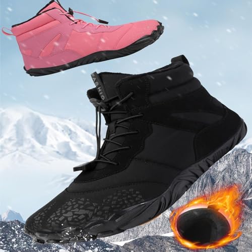 LELEBEAR Barefoot Shoes Men Women Wide Toe Box Winter Cross Trainer Zero Drop Sole Cotton Boots Sneakers,Winter Shoes3