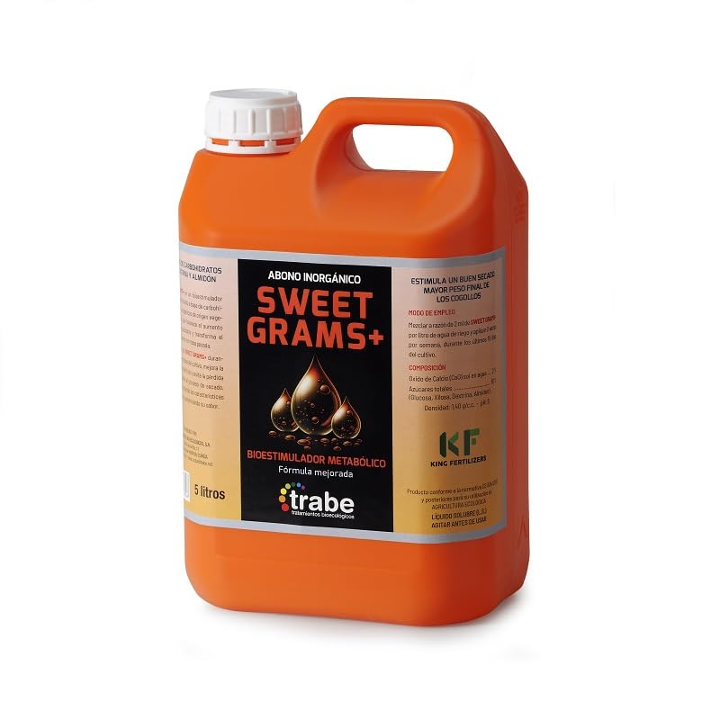 GROWMANIA Fertilizante Metábolico Sweet Grams + de Trabe 5L - Bio Estimulador Plantas y Cultivos - Engorde de Cogollos y Frutos
