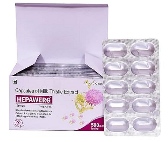 Hepawerg - Milk Thistle Extract Detox Supplement For Men & Women With 500Mg Of Silybum Marianum For Healthy Liver |Helps to Cleanse Liver-30 Veg Capsules (B0BBZLR5SJ) Amazon Price History, Amazon Price Tracker