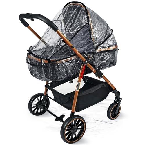 HOTUT Habillage Pluie Universelle pour Poussette, EVA de Qualité Alimentaire, Facile à Installer, Protection Contre le Soleil, la Poussière, la Neige,...