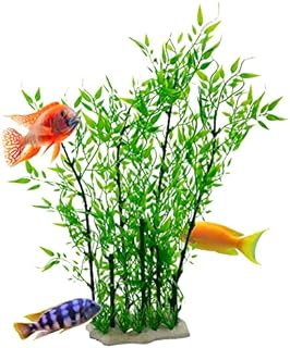 40cm X Large Green Plastic Artificial Plant Bush Reeds for Aquarium Fish Tank Aquatic Greenery Décor Decoration Water Grass Plants