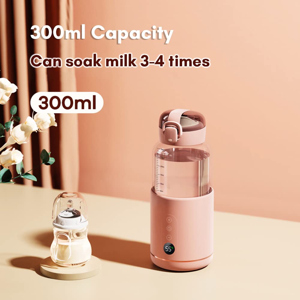 HUIOP Chauffe-Eau portatif,Chauffe-Eau Portable pour Formule bébé Capacité de 300 ML Contrôle précis de la température Batterie intégrée Chauffe-Eau instantané sans Fil Bouilloire électrique pour
