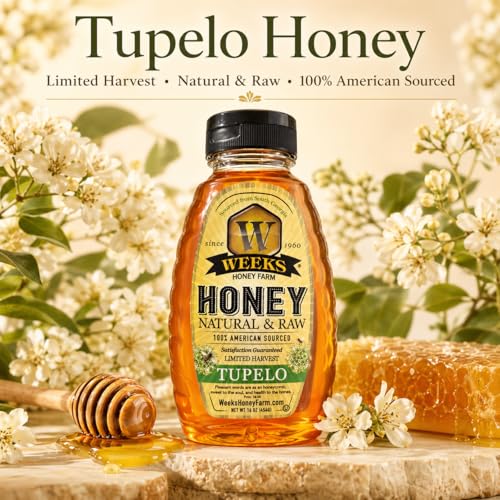 Miel Tupelo Pura Cruda Sin Filtrar Weeks 16 oz miniatura 3