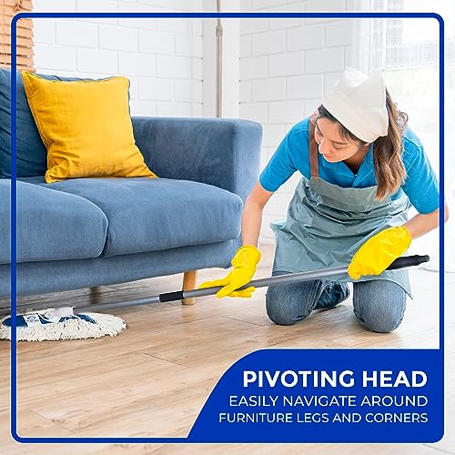 Nine Forty Heavy Duty, Industrial-Strength Cotton Wedge Dust Mop Head w/ Handle - Home & Commercial Hardwood Floor Cleaning - Designed for High-Performance Janitorial & Housekeeping Tasks - Thumbnail 4