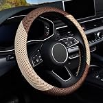 Cooling Steering Wheel Cover, Universal 15 Inch, Brown Beige