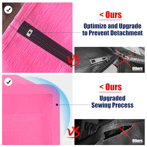 Cosy Family 8 Pack Heavy Duty Extra Large Moving Bags with Backpack Straps - Strong Handles & Zippers, Storage Totes For Space Saving, Fold Flat, Alternative to Moving Box, Pink by Cosy Family - Image 7