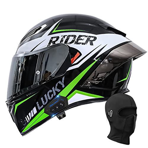 Bluetooth Full Face Motorcycle Helmet, DOT Approved Flip Up Anti-Fog Double Visor Helmet, Street Bike Helmet, Built-in Dual Speaker with Microphone, for Adults Men and Women M~XXL