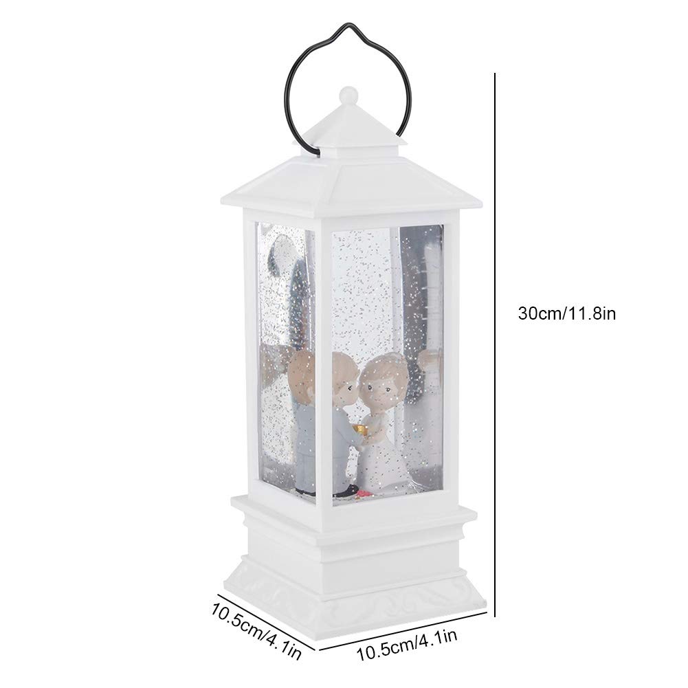 Globo de nieve navideño con luces LED para decoración del hogar, diseño de linterna festiva, material duradero, regalo ideal para vacaciones, familiares y amigos (pareja blanca)