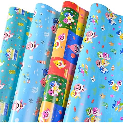 Sikiweiter Shark Wrapping Paper for Kids Cover