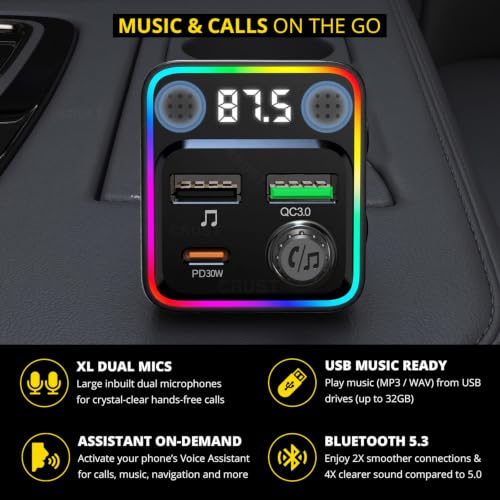 CRUST CS35 Car Bluetooth Receiver, 50W Charger, BT v5.3 - Image 3