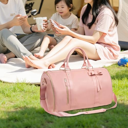 Carry On Garment Bag, PU Leather Convertible Duffle Travel Bag with Detachable Shoulder Strap & Luggage Strap, Waterproof Travel Suit Bag for Travel, Business and Weekend Trips2