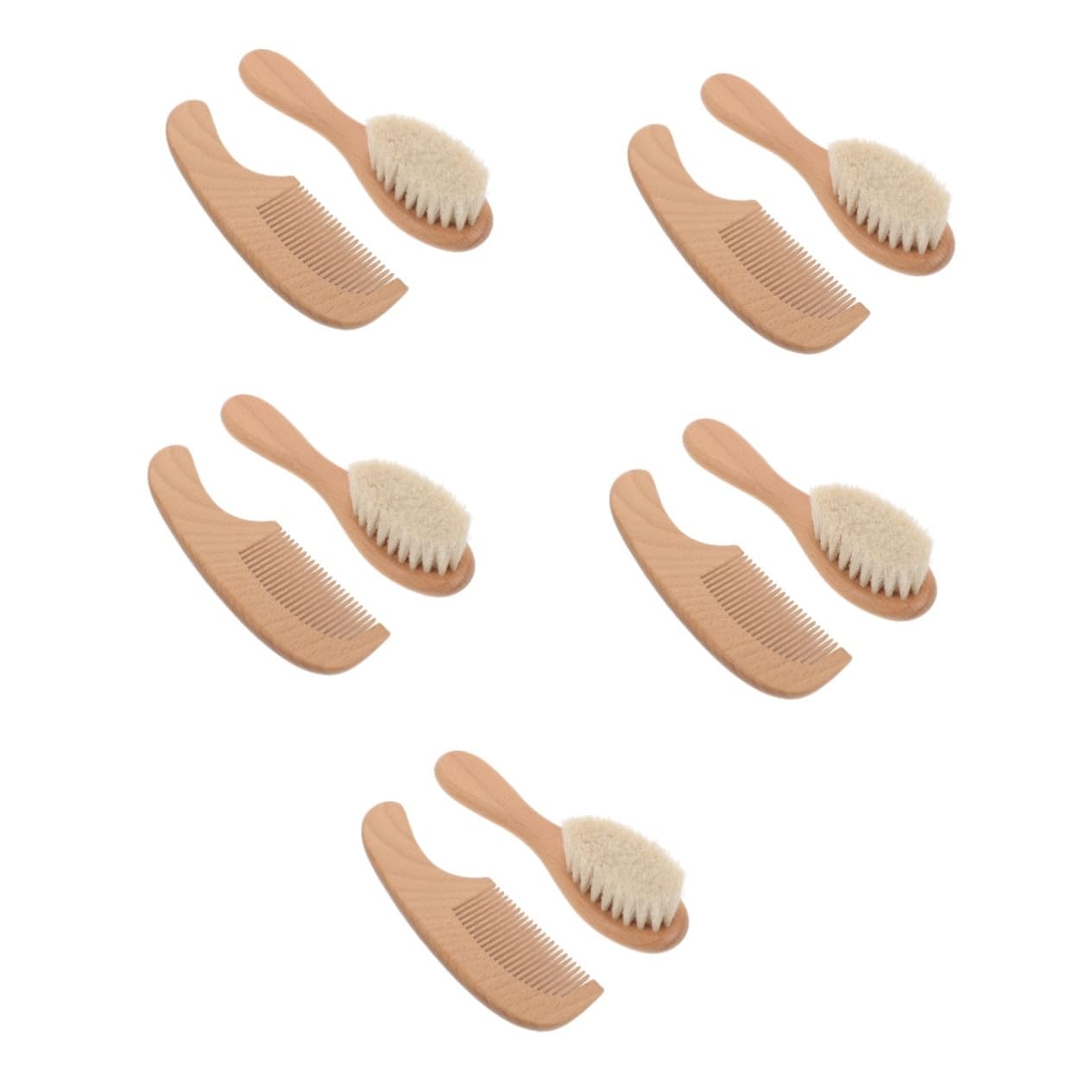 ibasenice 5 Juegos Juego De Cepillos De Peine Las Herramientas Hair Brushes Depurador De Cabeza De Bebé Cepillo De Limpieza De Cabeza De Madera Cepillo De Baño Haya Recién Nacido