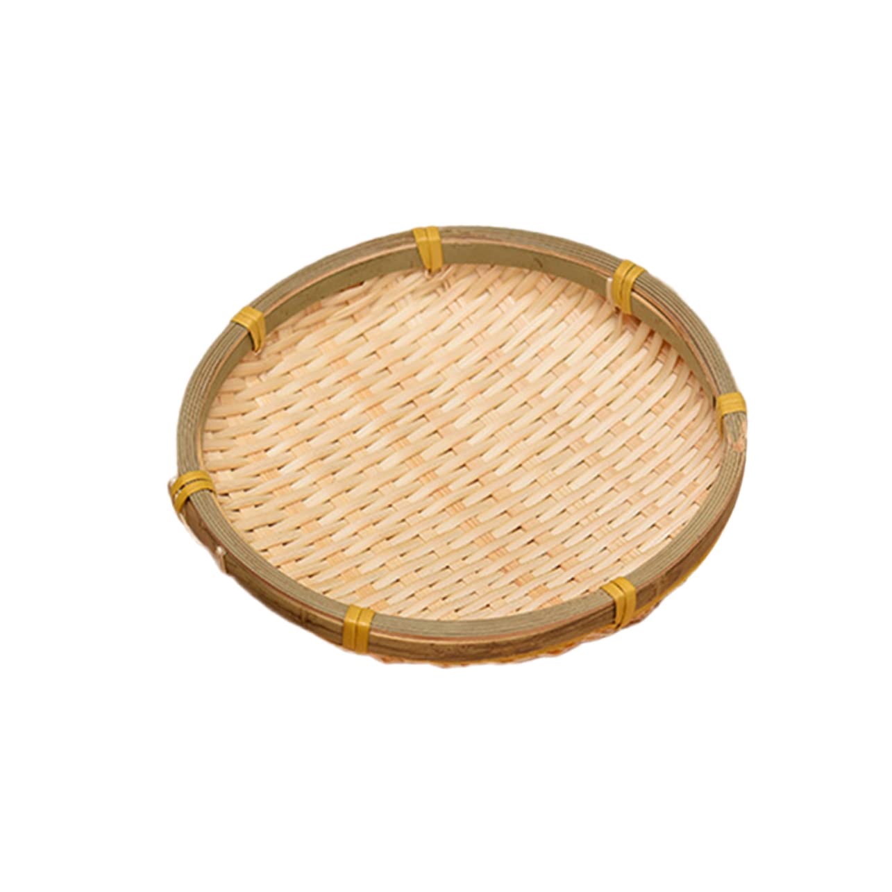 BRIGHTFUFU Round Basket Display Baskets Wicker Serving Trays Woven Storage Basket Braided Food Tray Decorative Serving Basket Round Serving Tray Kitchen Baskets Wicker Baskets Wooden