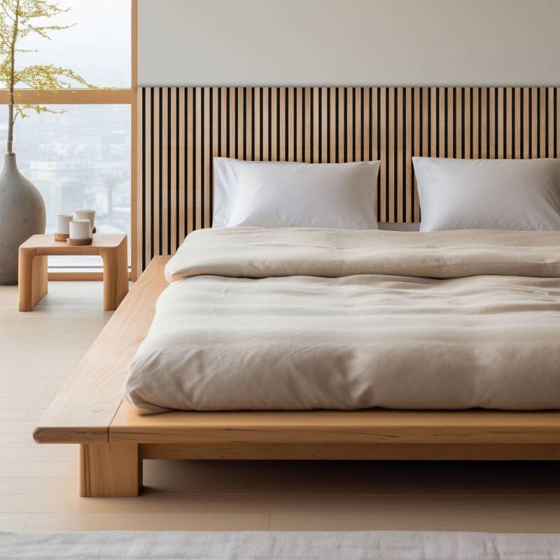 DECOON – Lote de 5 paneles de pared listones de madera, 120 x 30 cm, roble claro real sobre fieltro negro, revestimiento decorativo interior para cabecera, base o pared de diseño, 0,72 m²