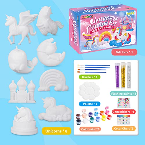 Wememorn Unicorn Gift For Girls Arts Crafts Painting Toys - 8 Unicorn Figurines, Creativity Arts And Crafts For Kids Ages 4, 5, 6, 7, 8 Years Old, Easter Birthday Christmas Party Unicorn Gifts Toys #TOP5