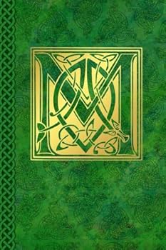 Celtic Letter M Vintage Irish Monogram Journal : Green Gold Celtic Knot Name Initial Diary Blank Lined Book