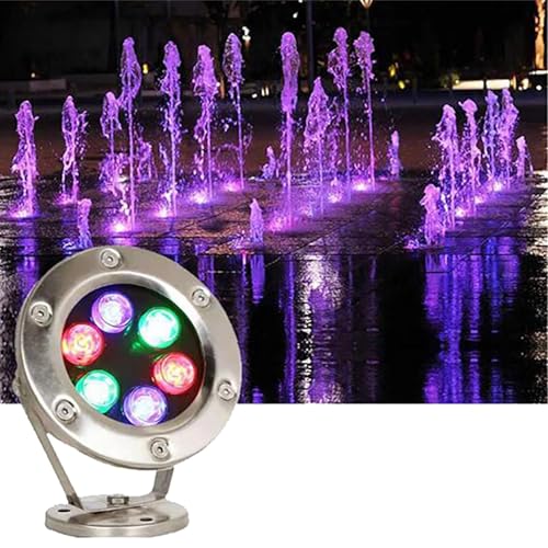 Projecteur LED pour Fontaine - RVB avec télécommande, éclairage subaquatique pour Piscine, AC 24 V, éclairage paysager subaquatique étanche IP68, pour Piscine, Fontaine, étang (lumière Bleue, 12 W) (