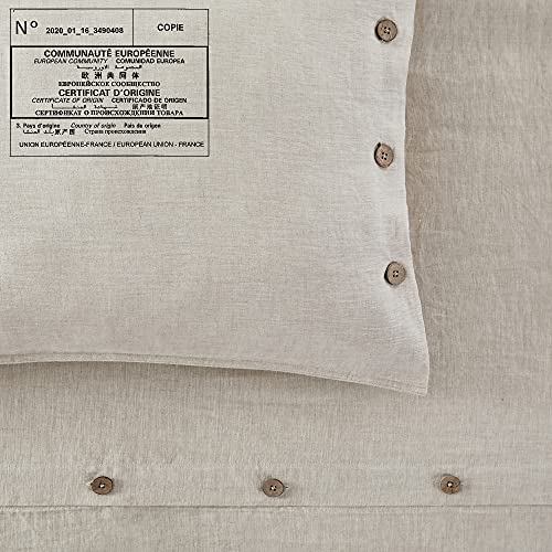 Umchord 100% French Linen Duvet Cover Set, 3 Piece King Size Stone Washed Linen Duvet Cover With Pillowcases For King Size Bed, Cooling Bedding Duvet Cover Set (King, 106"X90", Flaxen) #TOP5