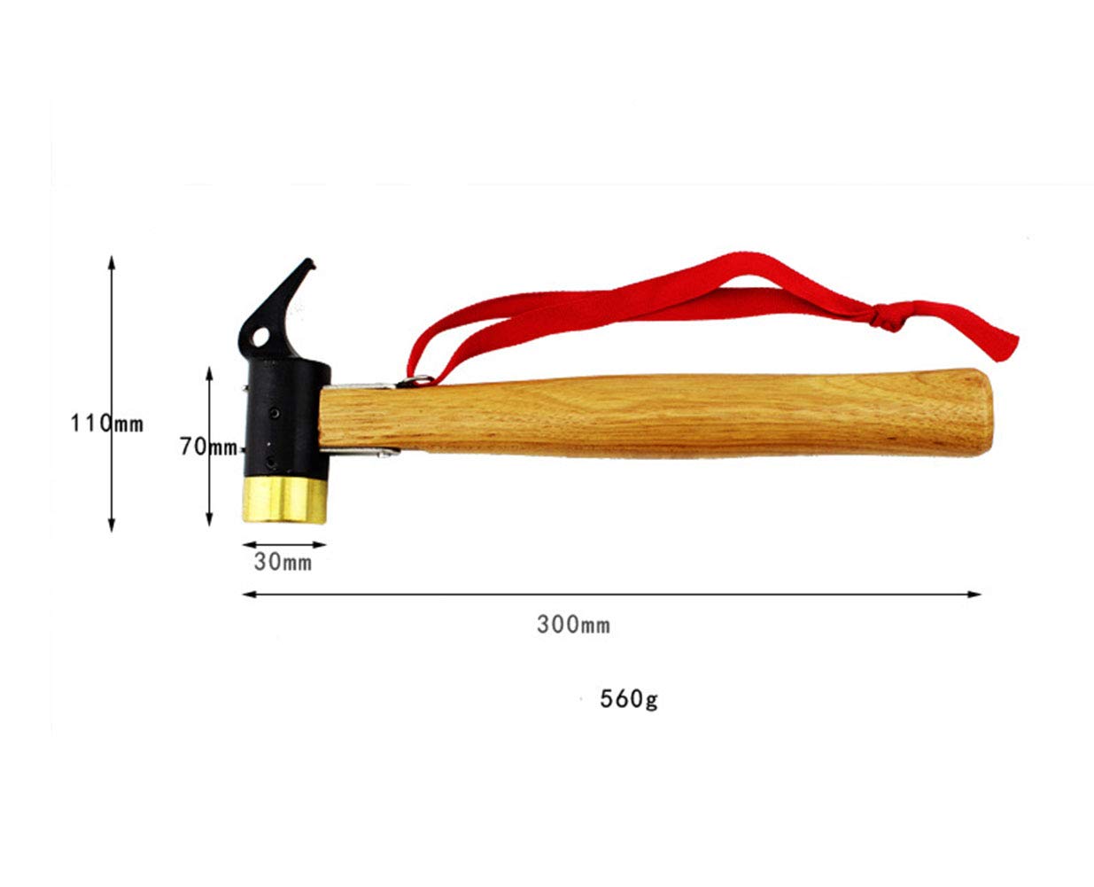 MoonyLI Kupfer Hammer Multifunktions Camping Zelt Hammer Peg Mallet,Massivholzgriff