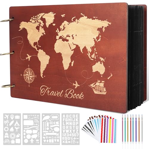 Giiffu Wooden Scrapbook Album for Travel Memories, DIY Photo Scrapbooking