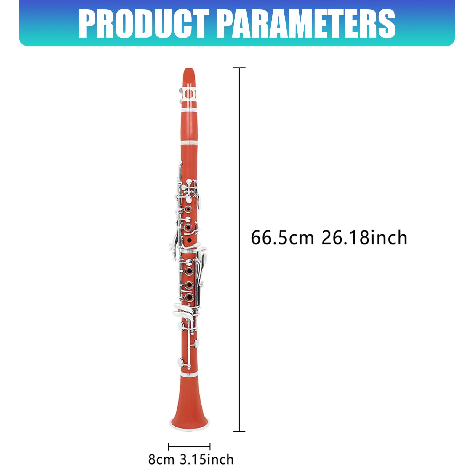 Clarinetto piatto in ABS B con cuscinetti italiani e tasti di precisione, perfetto per esercitazioni in aula di musica e clarinetto per studenti di palcoscenico, con doppia regolazione