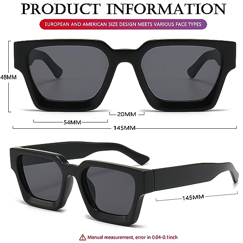 Image of AIEYEZO Square Sunglasses for Women Men Square Thick Frame Sun Glasses Simple Designer Style Shades
