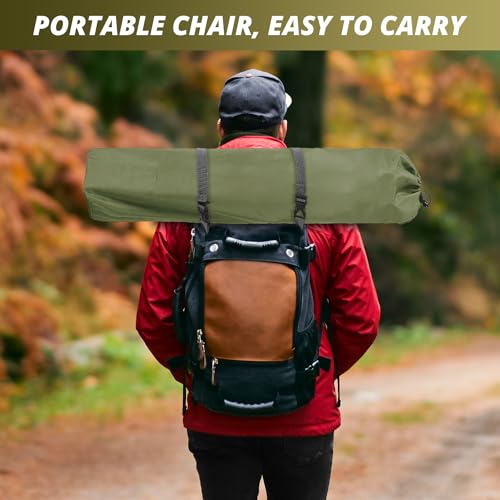 SAILARY Folding Outdoor Beach Camp Chair with Cup Holder, Storage Pocket, Waterproof Bag Outdoor Arm Chair, Supports 225LBS, Green の商品画像 1