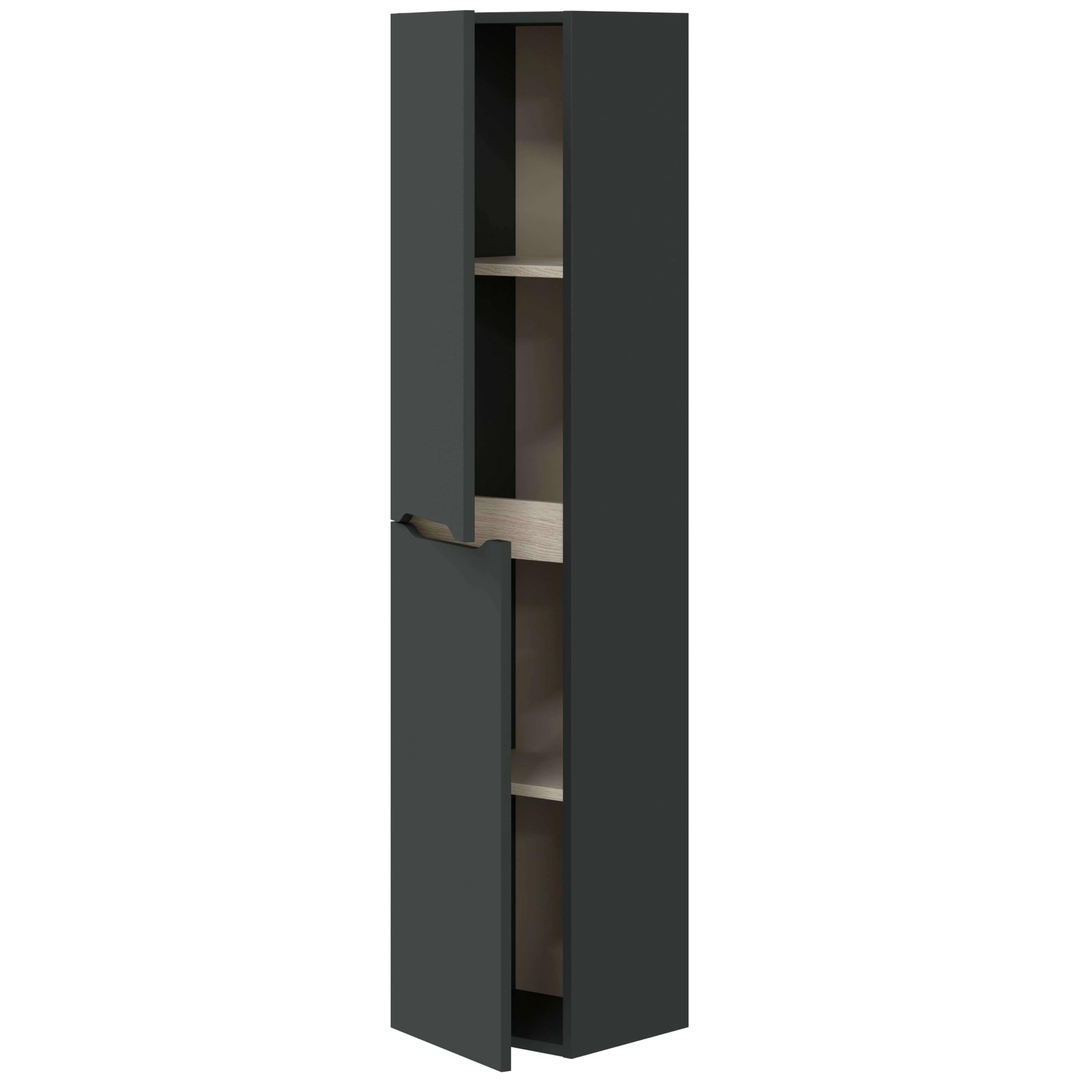 ARKITMOBEL Colonne de salle de bain flottante Lotto couleur gris anthracite et chêne salle de bain moderne