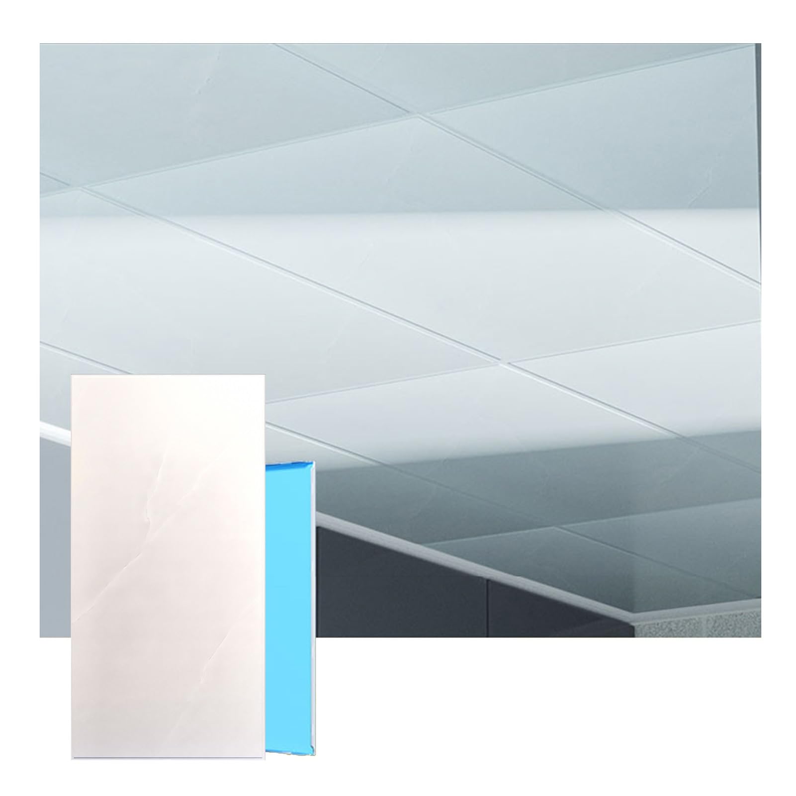 Paneles de azulejos de techo lisos de aluminio con placa de refuerzo de interior