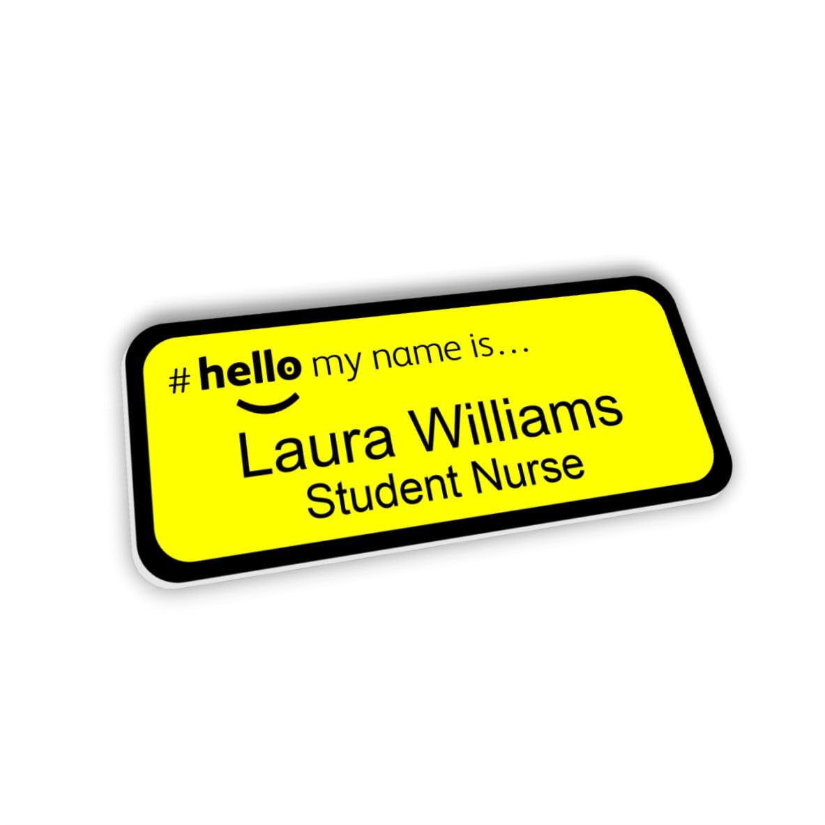Customised Print Yellow Name Badge 76 x 32 mm Dementia Friendly Doctor Student Doctor GP Healthcare Assistant Nurse Practitioner Clinical Medical