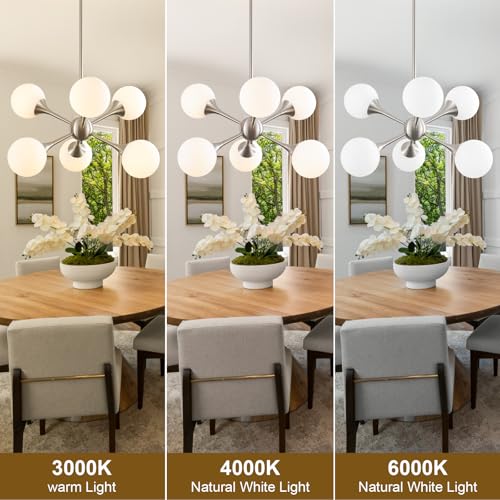Corlaceling 26” Modern Brushed Nickel Glass Globe Sputnik Chandelier by Corlaceling - Used condition - Image 7
