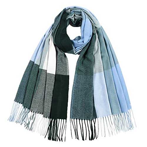 Oversized Mens Scarf Imitation Plaid Scarf Thick Warmth Tassel Color Matching Female Shawl Mens Fleece Scarf #TOP24