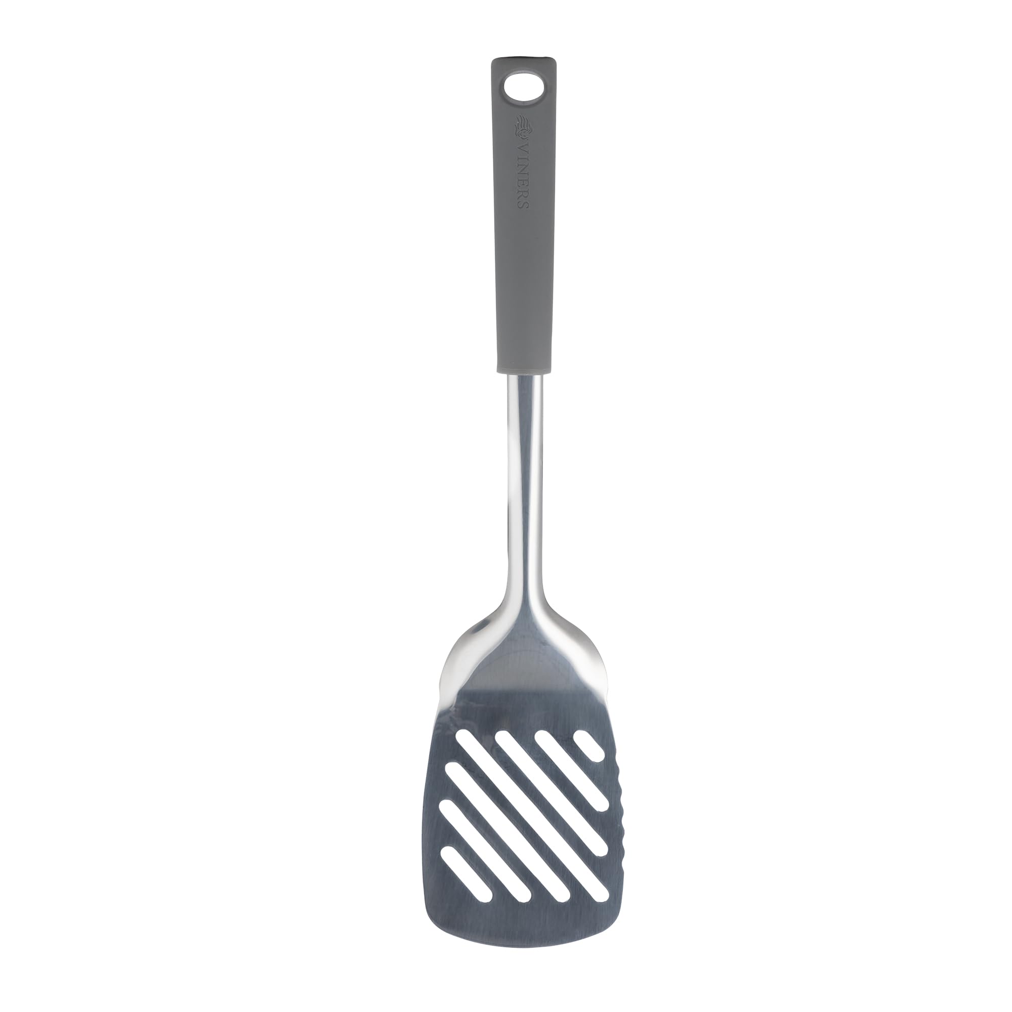Viners Soft Grip Slotted Turner | Stainless Steel Kitchen Utensil with Soft-Touch Handle, Hanging Loop & Dishwasher Safe Design | Grey & Silver Cooking Turner — image 1