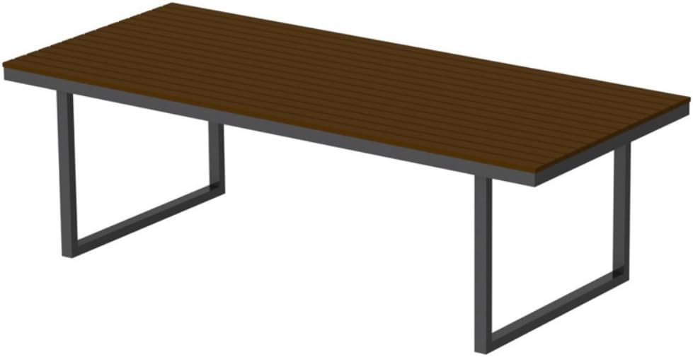 elan furniture Kinzie Outdoor Dining Table, Made with Recycled HDPE Venetian Cocoa Slats, 96 by 42-Inch, Checker Black Frame