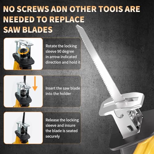 Cordless Reciprocating Saw for Dewalt 20V Max Battery, Power Recipro Saw, 0-3500 SPM Variable Speed, 4 Saw Blades Kit Cutting Tool for Wood Metal PVC (Battery Not Included) thumbnail 5