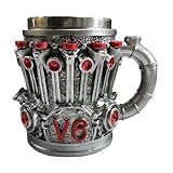 Generico A tema motor – 350 ml Vaso con mango para bebidas frías | de acero inoxidable | Para papá, marido, padre, novio, él, hombres apasionados de los coches mecánicos, abuelo