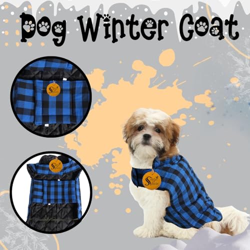 Image of Sage Square Winter Coloured Dog Coat - All-Weather Protection, Windproof, Waterproof Cozy Fleece Lining, Adjustable Straps, Durable, Stylish, Comfortable, Jacket (Blue & Black, Extra Small)