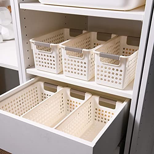 Amazon Brand-Umi 6 Set Small Storage Baskets Plastic Shelf Basket Storage Bins for Kitchen Bathroom